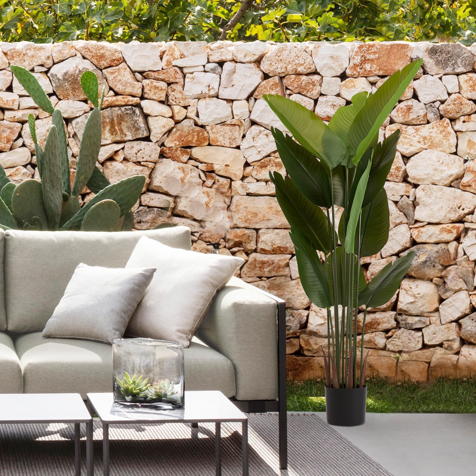 Artificial Bird of Paradise Plant 160cm Tall Faux Tropical Palm Tree