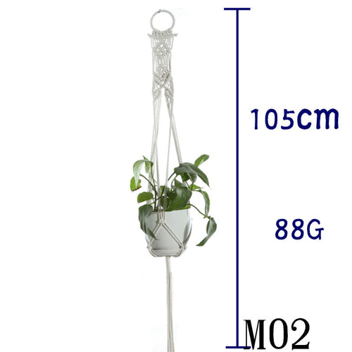 Flower Pot Net Bag Beige Cotton Rope Indoor Plant Hanger Hanging