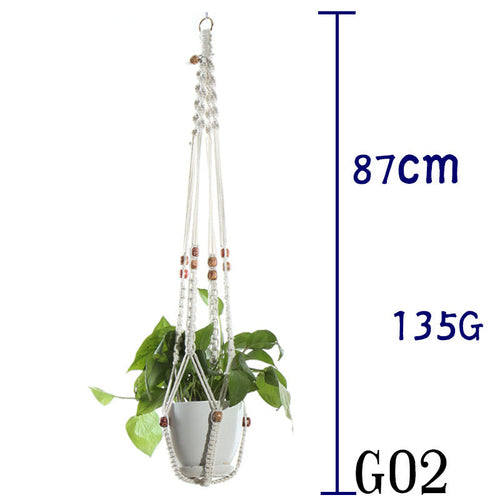 Flower Pot Net Bag Beige Cotton Rope Indoor Plant Hanger Hanging