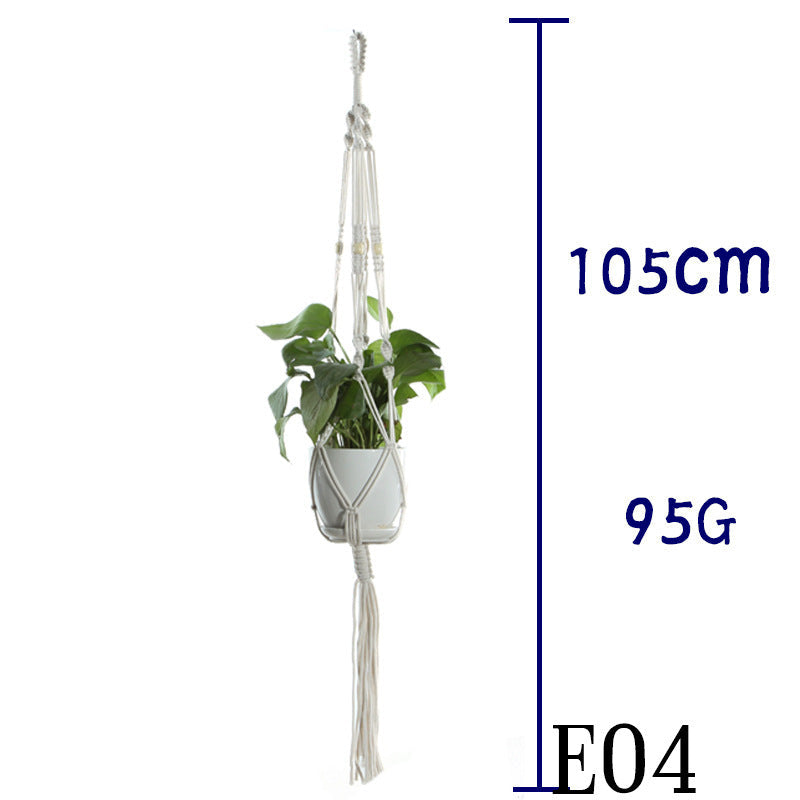 Flower Pot Net Bag Beige Cotton Rope Indoor Plant Hanger Hanging