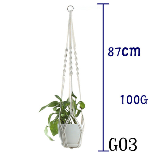 Flower Pot Net Bag Beige Cotton Rope Indoor Plant Hanger Hanging