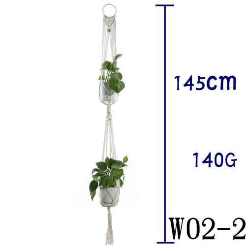 Flower Pot Net Bag Beige Cotton Rope Indoor Plant Hanger Hanging