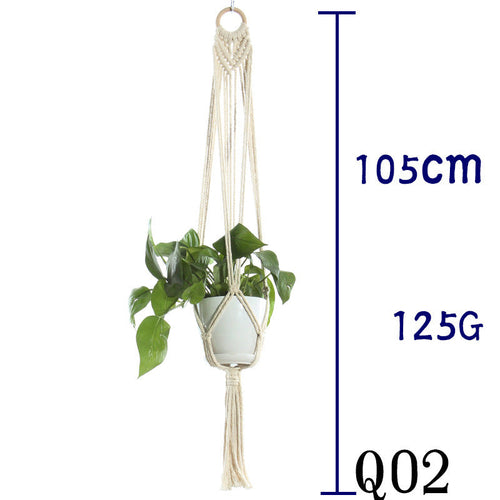 Flower Pot Net Bag Beige Cotton Rope Indoor Plant Hanger Hanging
