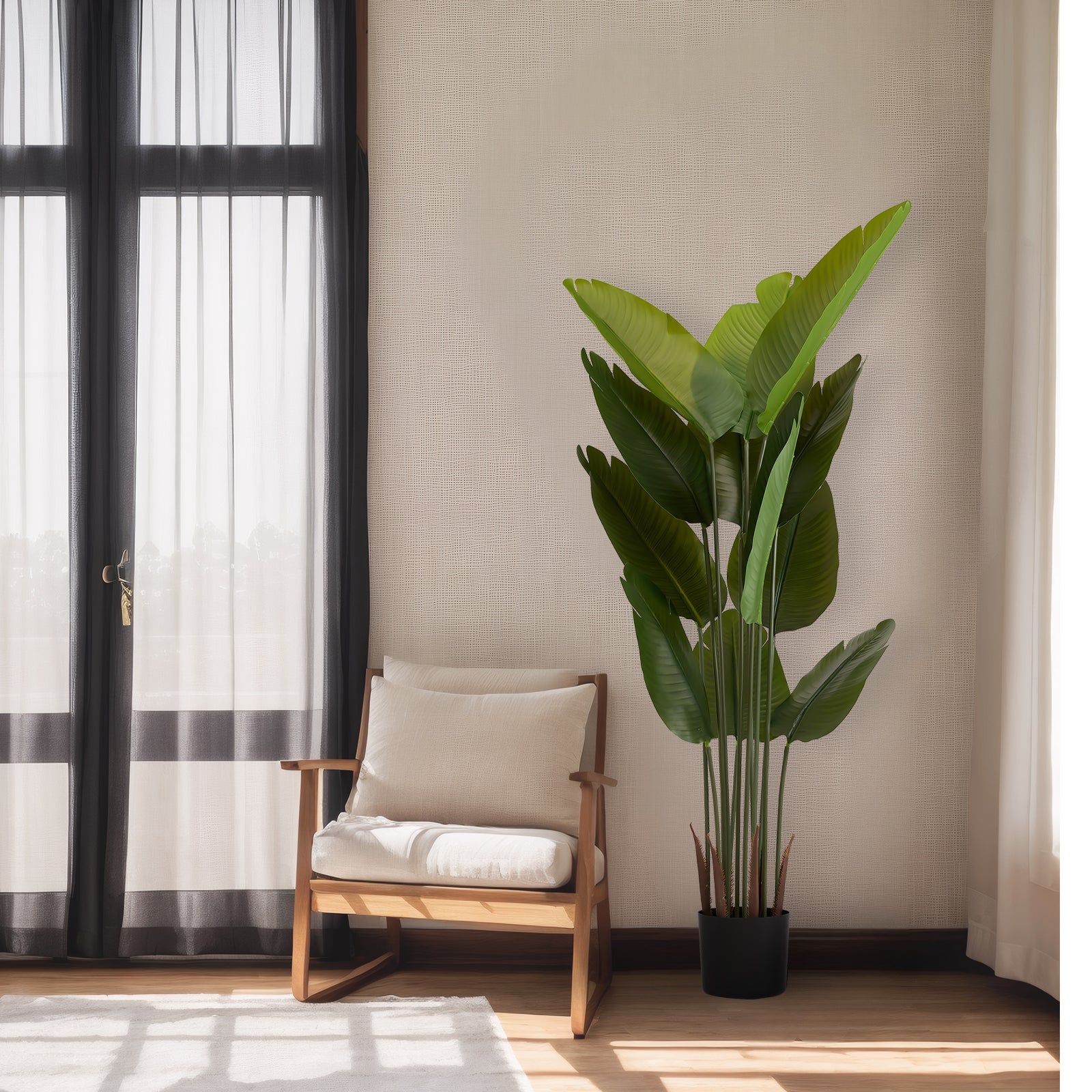 Artificial Bird of Paradise Plant 160cm Tall Faux Tropical Palm Tree