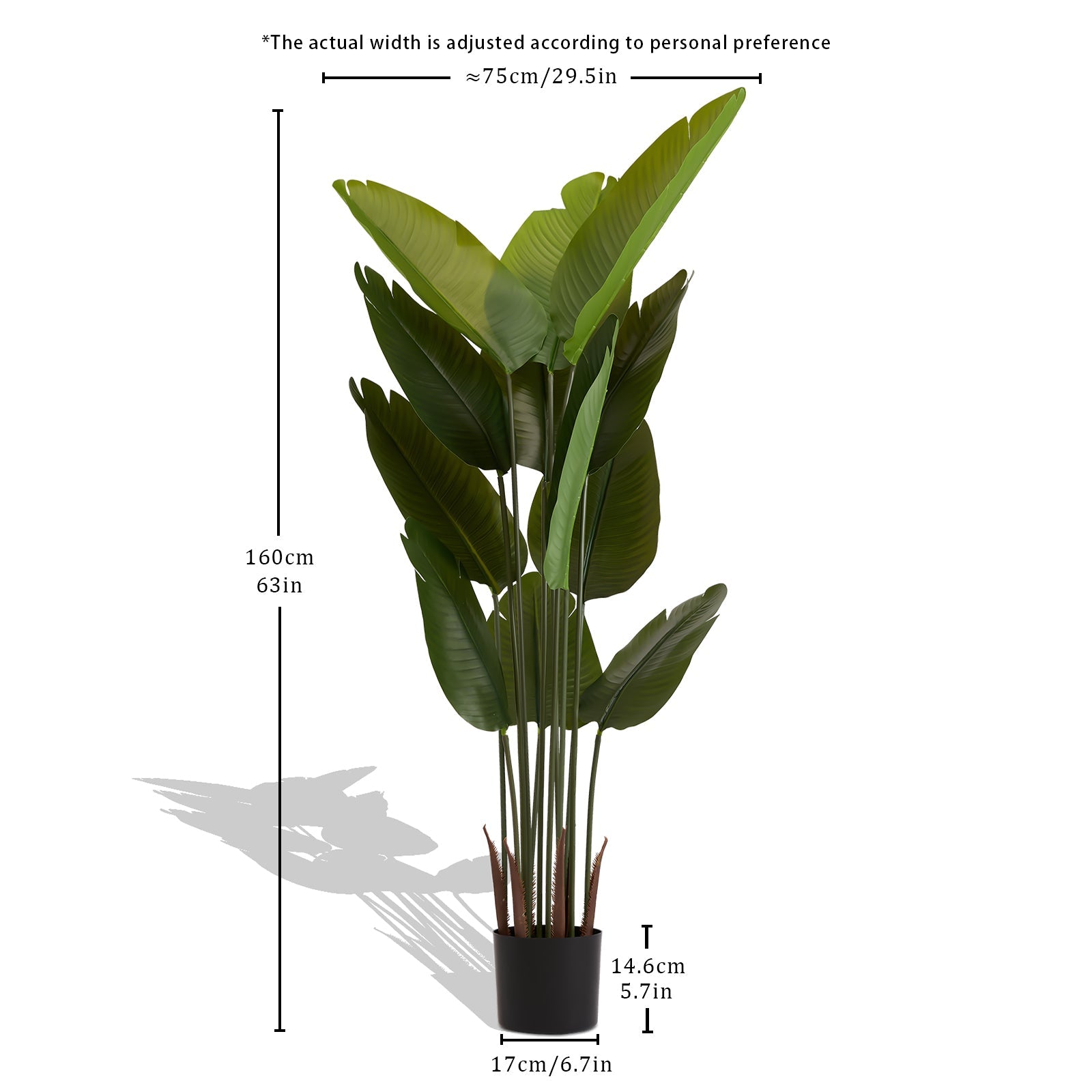 Artificial Bird of Paradise Plant 160cm Tall Faux Tropical Palm Tree