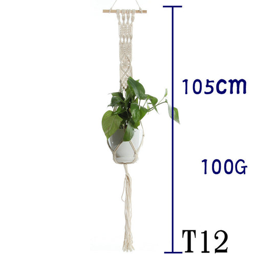 Flower Pot Net Bag Beige Cotton Rope Indoor Plant Hanger Hanging