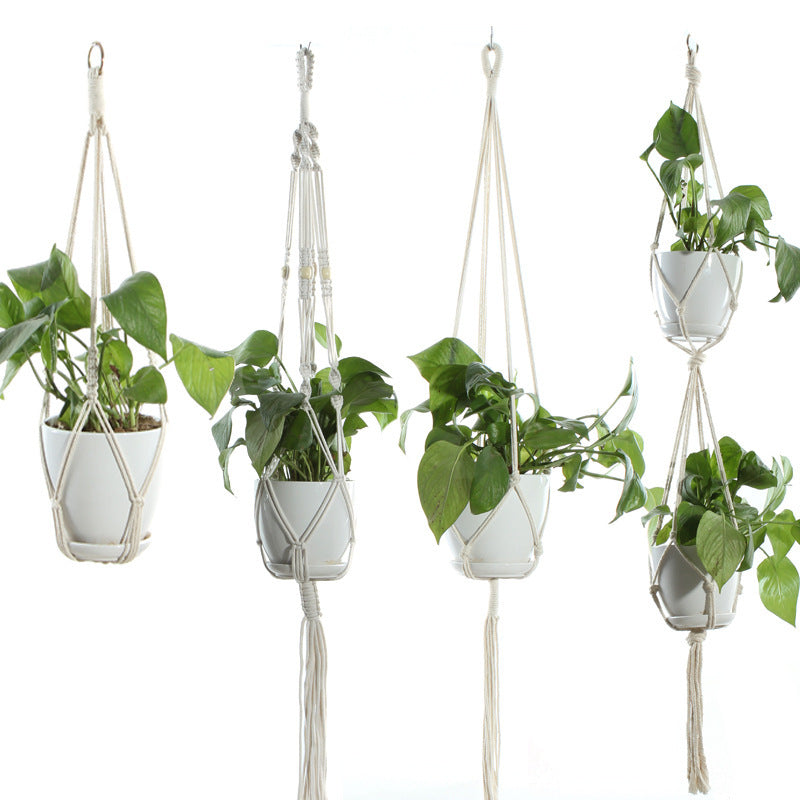 Flower Pot Net Bag Beige Cotton Rope Indoor Plant Hanger Hanging