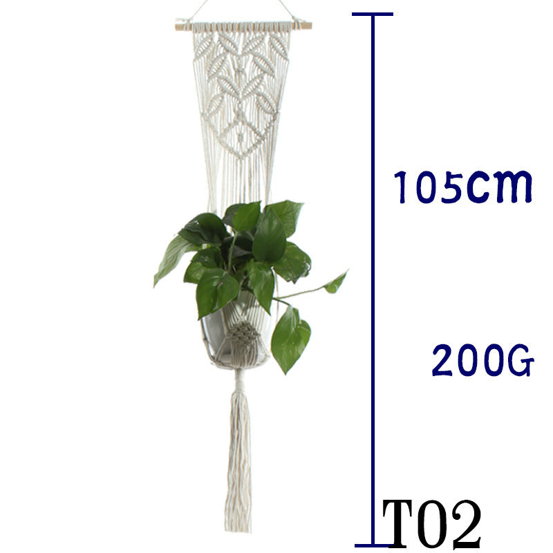 Flower Pot Net Bag Beige Cotton Rope Indoor Plant Hanger Hanging