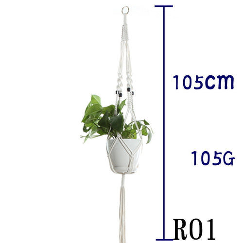 Flower Pot Net Bag Beige Cotton Rope Indoor Plant Hanger Hanging