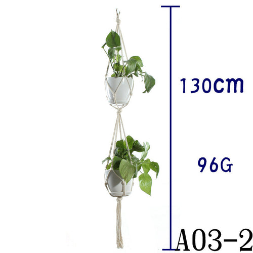 Flower Pot Net Bag Beige Cotton Rope Indoor Plant Hanger Hanging
