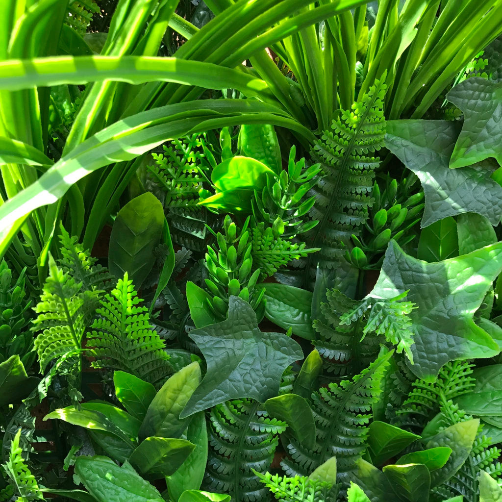 Artificial Instant Green Wall Hedge Panel Mixed Plants 100cm X 100cm
