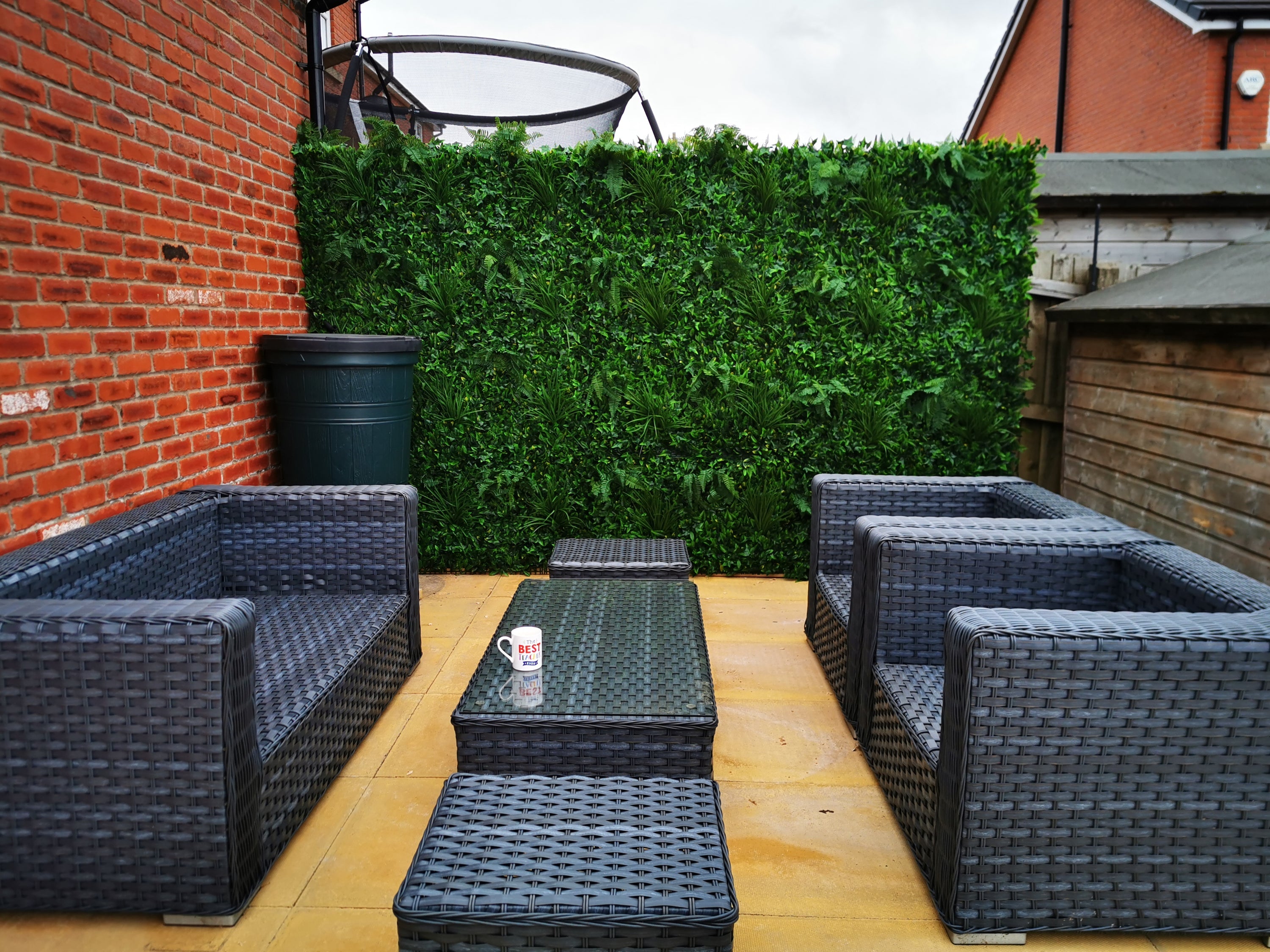 Artificial Instant Green Wall Hedge Panel Mixed Plants 100cm X 100cm