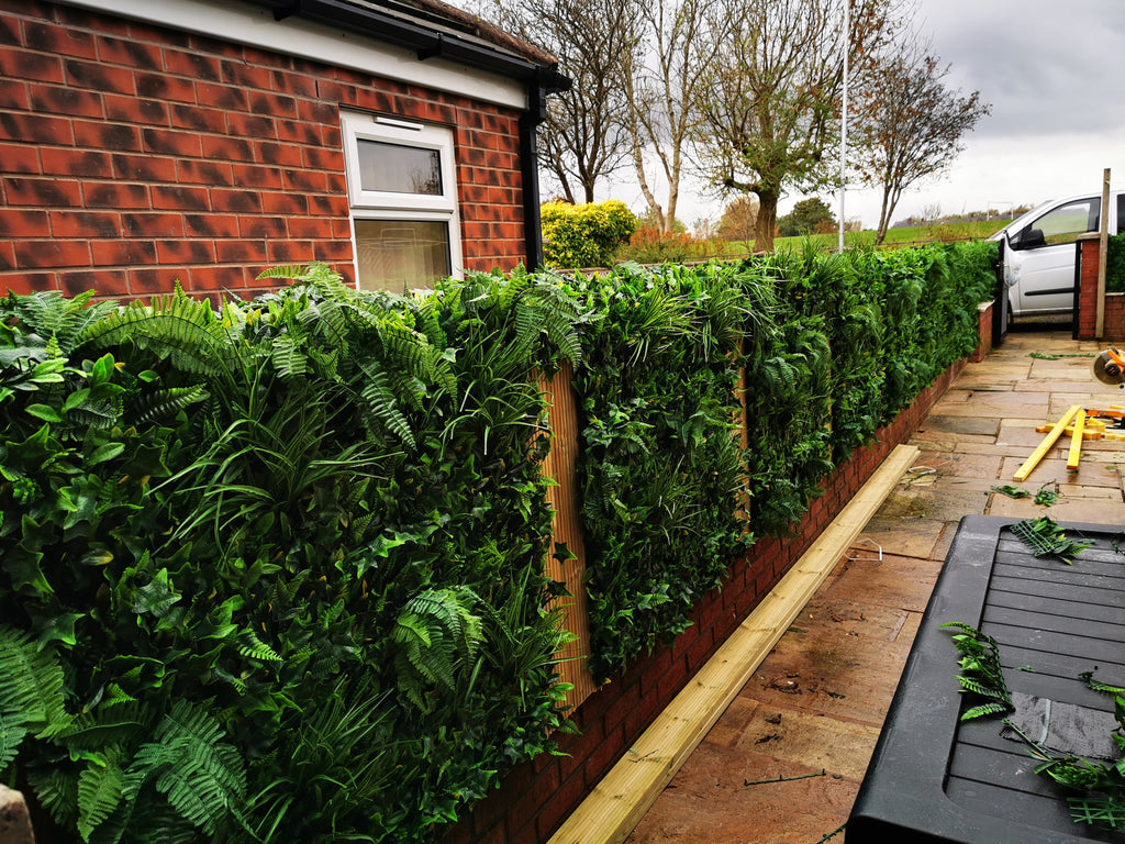 Artificial Instant Green Wall Hedge Panel Mixed Plants 100cm X 100cm