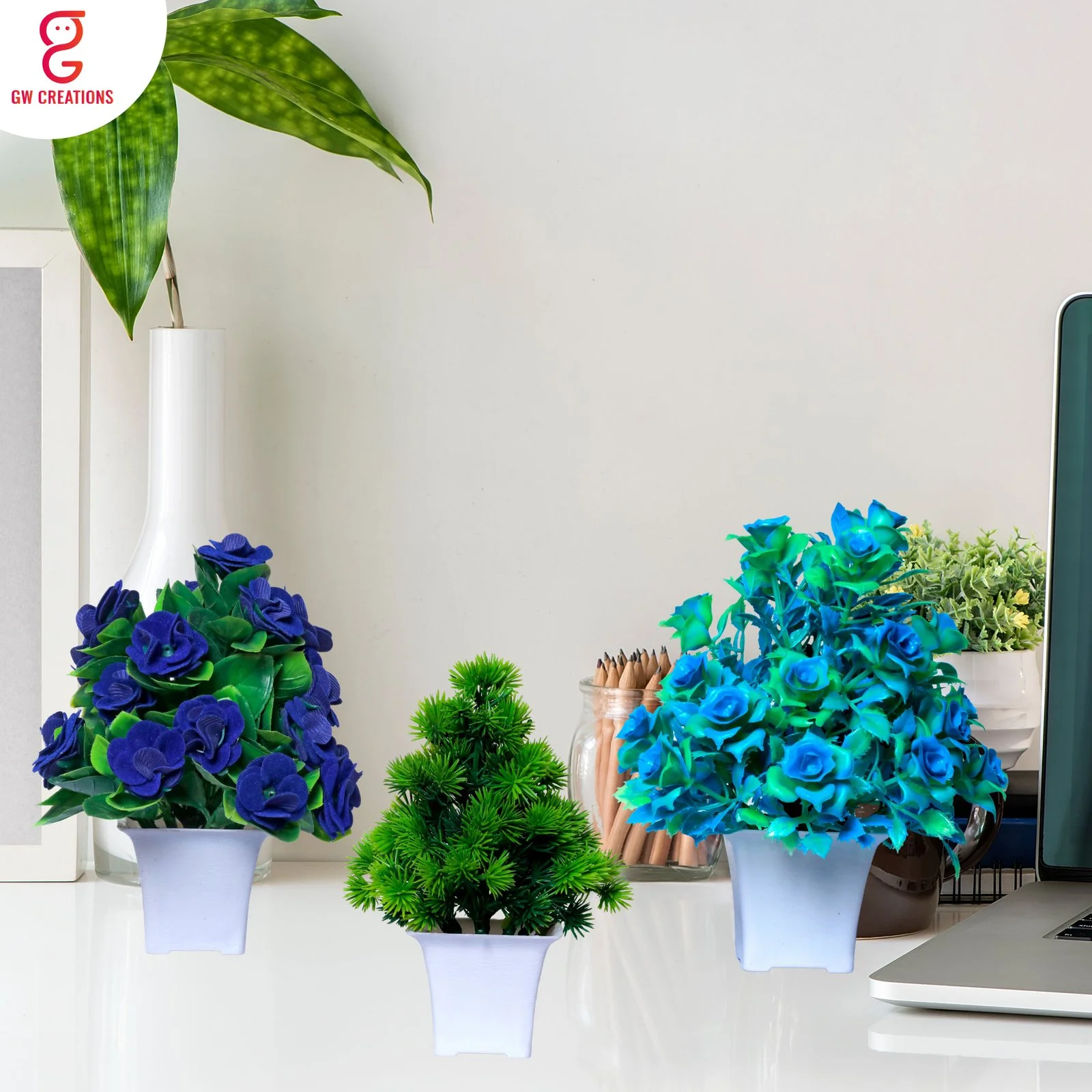 Artificial Plant For Home Decoration (Flower Set of 3)